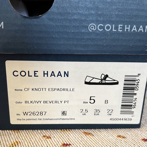 NIB Cole Haan | Black & Ivy Beverly Cloudfeel Knott Leather Espadrilles - Picture 10 of 10
